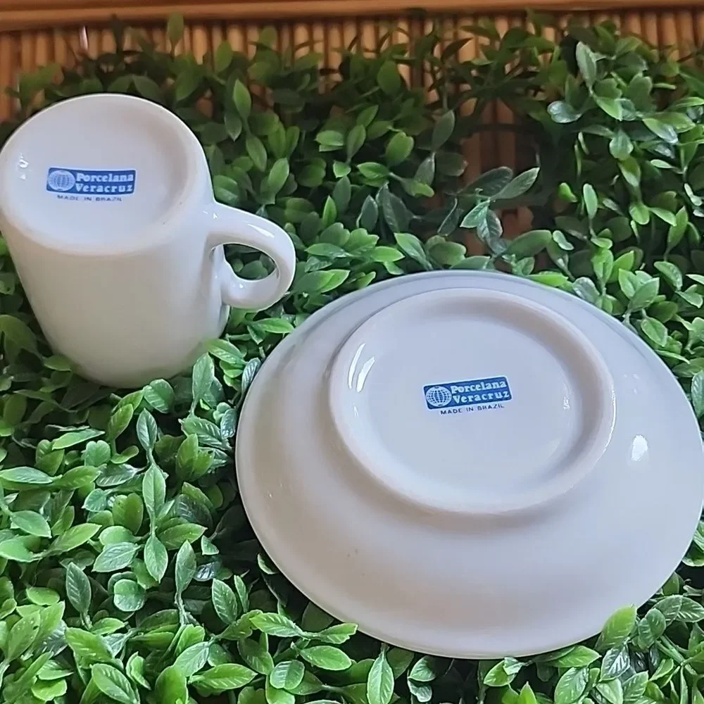 Porcelana Veracruz Demitasse Teacup & Saucer Made In Brazil
